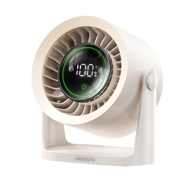 ARDESTO Climate Вентилятор ARDESTO OneBreeze FT-M75BG настільний/настінний, 12см, ел. кер-ня, дисплей, акумулятор, USB-A Type-C, бежевий