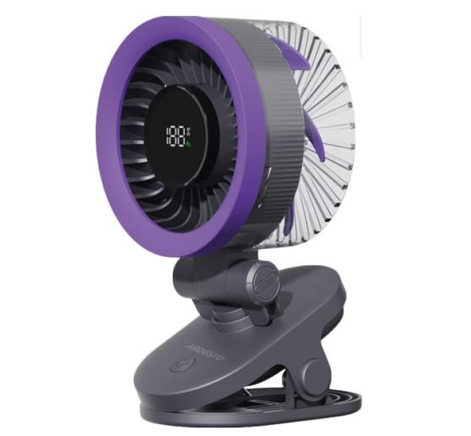 ARDESTO Climate Вентилятор ARDESTO OneBreeze FT-M83GR настільний/настінний, прищіпка, 9см, дисплей, акумулятор, USB-A Type-C, сірий