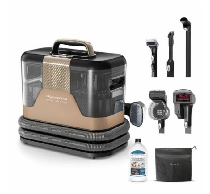 Rowenta Пилосос Rowenta миючий Clean It Hot & Cold, 1150Вт, конт пил -1,5л, вода -2,3л, 13500 Па, 4 насадки, чорно-золотий
