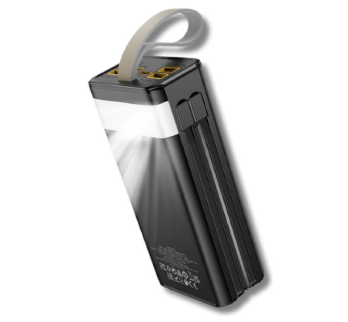 HOCO Батарея універсальна HOCO 30000mAh Plentiful 22.5W, built-in cables, LED, Black (DB58 / 715030)