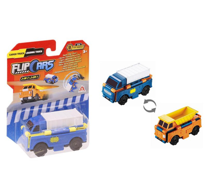 Flip Cars Машинка-трансформер Flip Cars 2в1 Міський транспорт, Вантажівка і Навантажувач