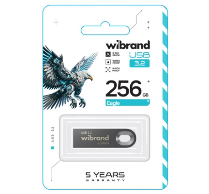 USB флеш накопичувач Wibrand 256GB Eagle Grey USB 3.2 Gen 1 (USB 3.0) (WI3.2/EA256U10G)
