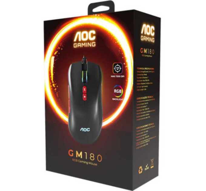 AOC Мишка AOC GM180B LED USB Black (GM180B/LA)