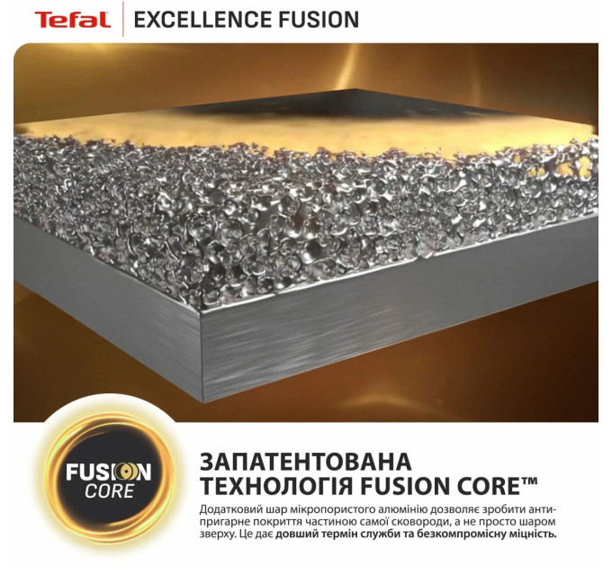 Tefal Kitchenware Мультисковорода Tefal Excellence Fusion, з кришкою, 24см, алюміній, скло, нержавіюча сталь, метал, чорний