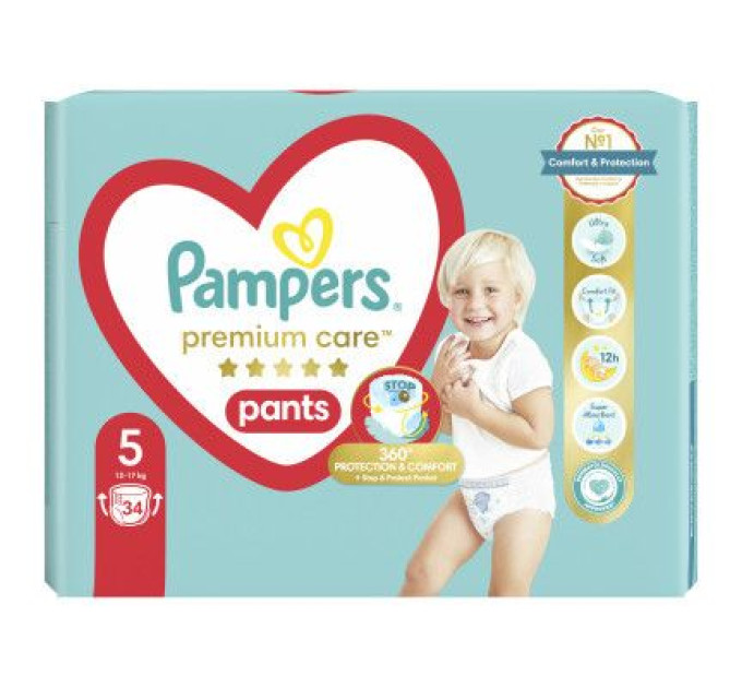 Pampers Підгузки Pampers Premium Care Pants Junior Розмір 5 (12-17 кг) 34 шт (8001090759870)