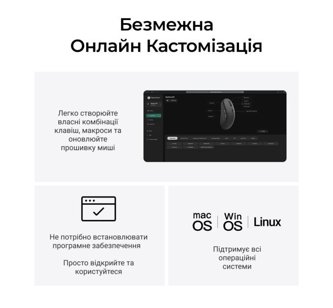 Keychron Миша бездротова Keychron M3 WL Black (M3-A23)
