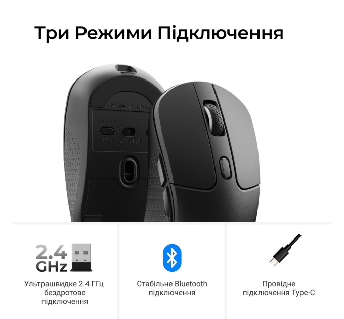 Keychron Миша бездротова Keychron M3 WL Black (M3-A23)