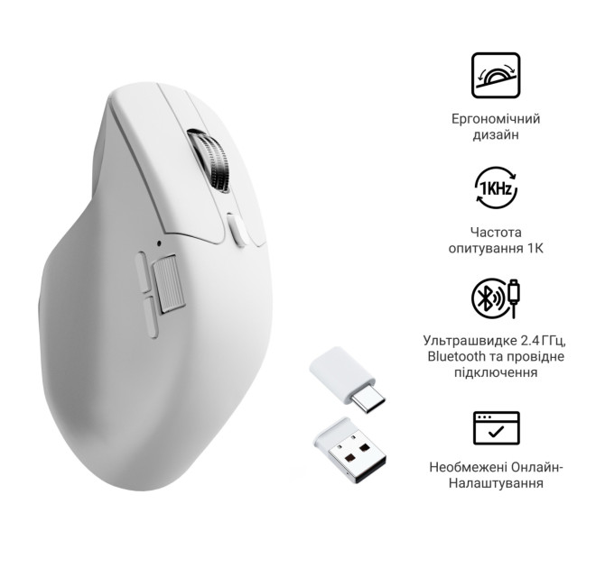 Keychron Миша бездротова Keychron M6S WL White (M6S-B72)