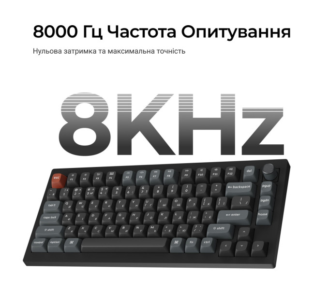 Keychron Клавіатура бездротова Keychron V1 Ultra Keychron Red Switch Black RGB (V1U-D1-UA)