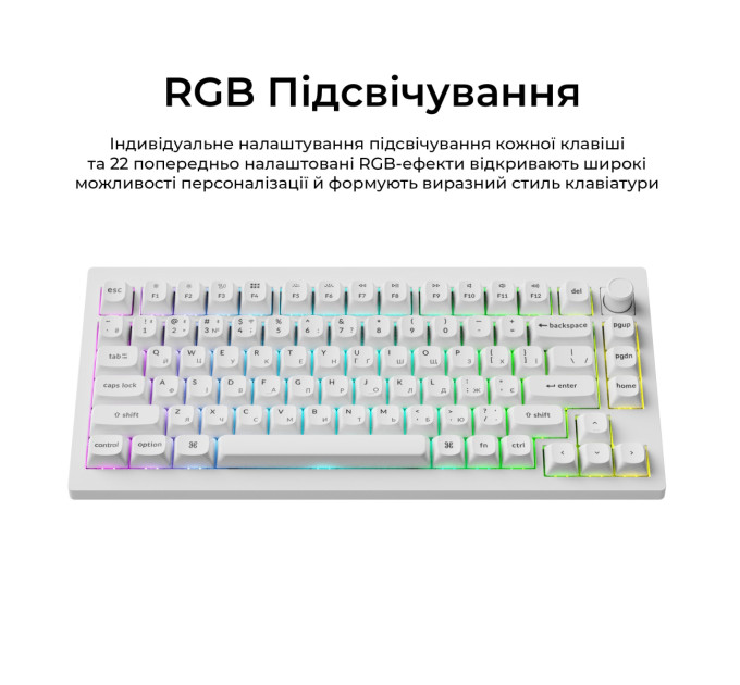 Keychron Клавіатура бездротова Keychron V1 Ultra Keychron Red Switch White RGB (V1U-F1-UA)