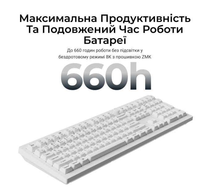 Keychron Клавіатура бездротова Keychron V6 Ultra Keychron Red Switch White RGB (V6U-F1-UA)