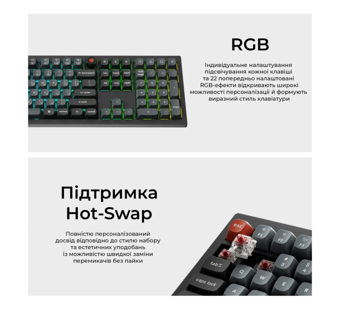 Keychron Клавіатура Keychron V6 8K Keychron Super Red Switch Black RGB (V6W-D1-UA)