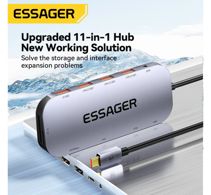 Essager USB-хаб Essager Marble Harp 11 in 1 USB-C Hub (EHB11-FQ0G-Z)