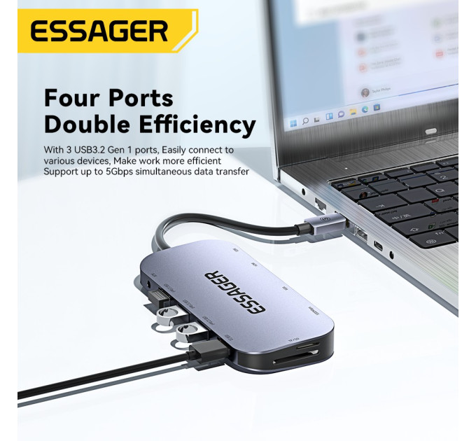 Essager USB-хаб Essager Marble Harp 11 in 1 USB-C Hub (EHB11-FQ0G-Z)