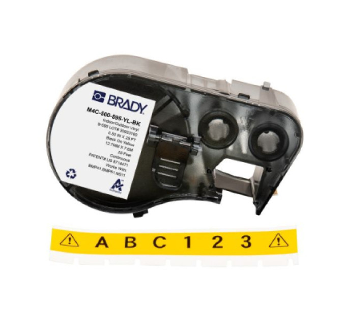 Brady Стрічка для принтера етикеток Brady M4C-500-595-YL-BK, всепогодна, безперервна стрічка, 12.70 mm × 7.62 m, black on yellow, вініл (170820)