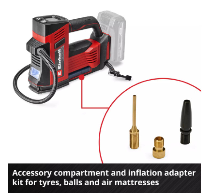 Einhell Компресор Einhell CE-CC 18/23 D Li - Solo, 18V, 12 l/min, 11 bar (без АКБ та ЗП) (2071025)
