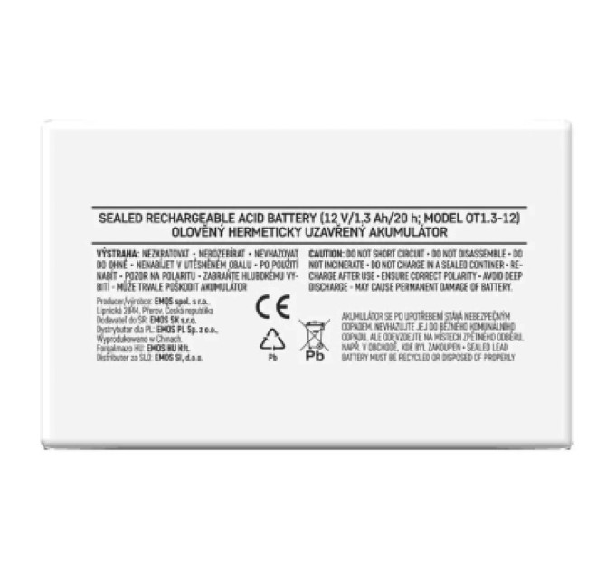 EMOS Батарея до ДБЖ EMOS B9652 AGM 12V 1.3Ah fast 4,7mm (B9652)