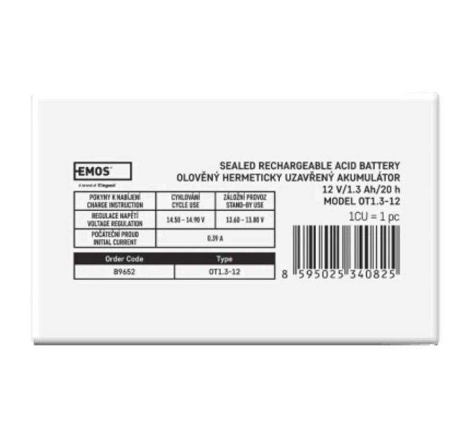 EMOS Батарея до ДБЖ EMOS B9652 AGM 12V 1.3Ah fast 4,7mm (B9652)