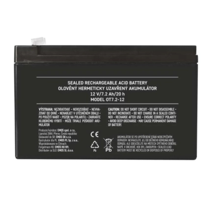 EMOS Батарея до ДБЖ EMOS B9654 AGM 12V 7,2Ah fast 4,7mm (B9654)