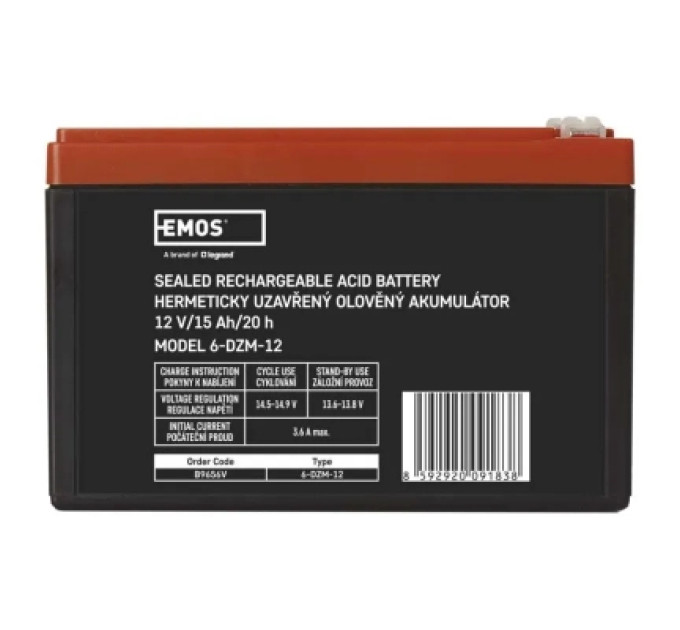 EMOS Батарея до ДБЖ EMOS B9656V AGM 12V 15Ah fast 6,3mm (B9656V)