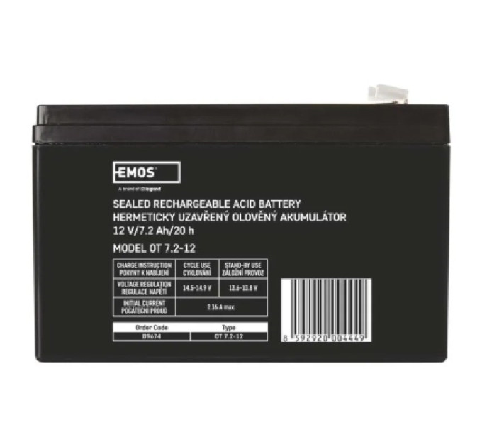 EMOS Батарея до ДБЖ EMOS B9674 AGM 12V 7,2Ah fast 6,3mm (B9674)
