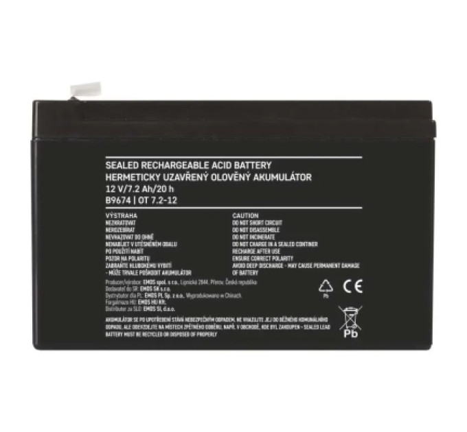 EMOS Батарея до ДБЖ EMOS B9674 AGM 12V 7,2Ah fast 6,3mm (B9674)