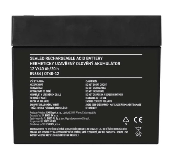 EMOS Батарея до ДБЖ EMOS B9684 12V 40Ah AGM M6 (B9684)