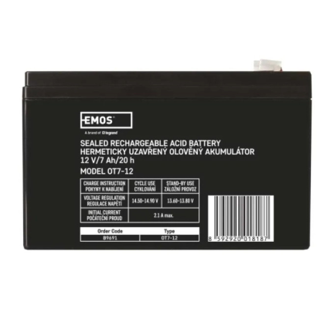 EMOS Батарея до ДБЖ EMOS B9691 AGM 12V 7Ah fast 4,7mm (B9691)