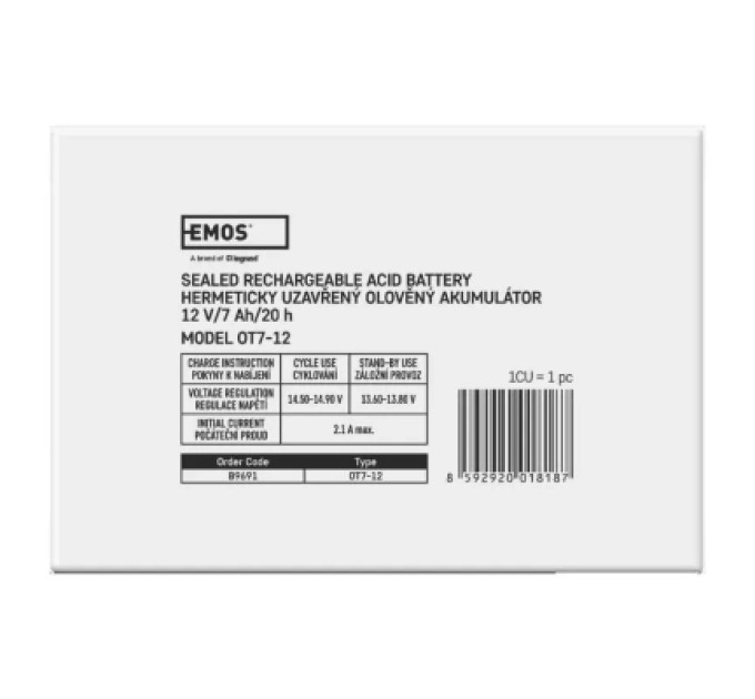 EMOS Батарея до ДБЖ EMOS B9691 AGM 12V 7Ah fast 4,7mm (B9691)