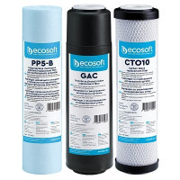 Набір картриджів для зворотного осмосу Ecosoft Комплект картриджів Ecosoft 1-2-3 покращений (2 вугільних ка (CHV3ECO)