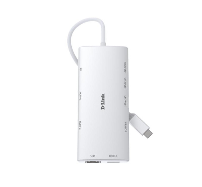 DLINK USB-С Хаб D-Link DUP-A01 10in1  2xHDMI, 1xGE, 2xUSB-C, 1xUSB-A 3.1, 1xUSB-A 3.0, 1xSD, 1xmicroSD, 1xUSB-C PD