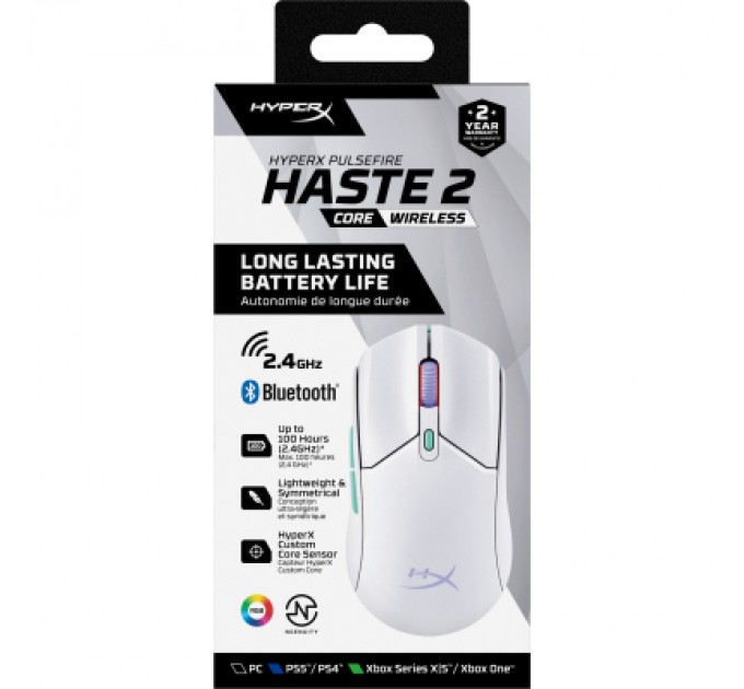 Мишка HyperX Pulsefire Haste 2 Core Wireless White (8R2E7AA)