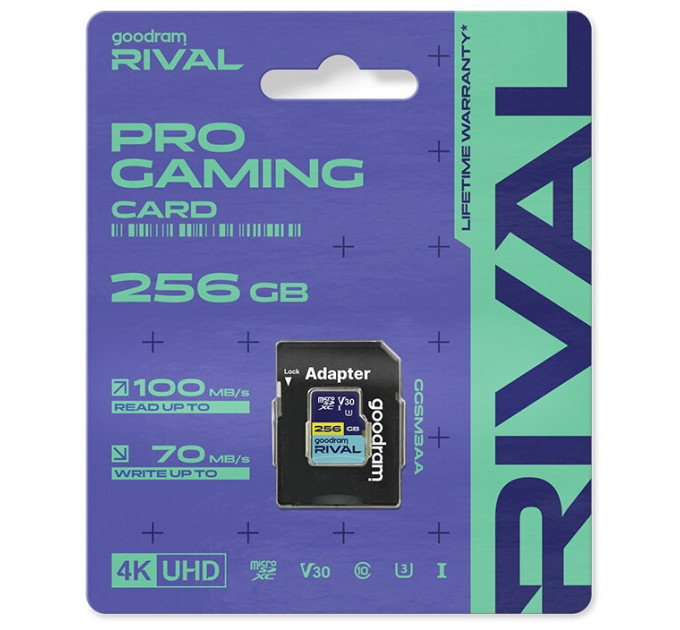 Goodram Карта пам`яті MicroSDXC 128GB UHS-I/U3 Class 10 Goodram + SD-adapter R100/W70MB/s + SD-adapter (GGSM3AA-1280R12)