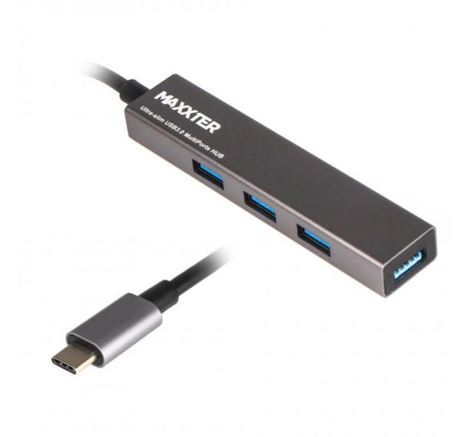 Maxxter Концентратор USB Type-C Maxxter 4хUSB3.0 Dark Grey (HU3C-4P-02)