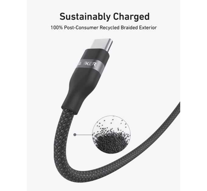 Anker Кабель Anker Upcycled-Braided USB-C - USB-C (M/M), 240W, 1.8 м, Black (A82E2H12)