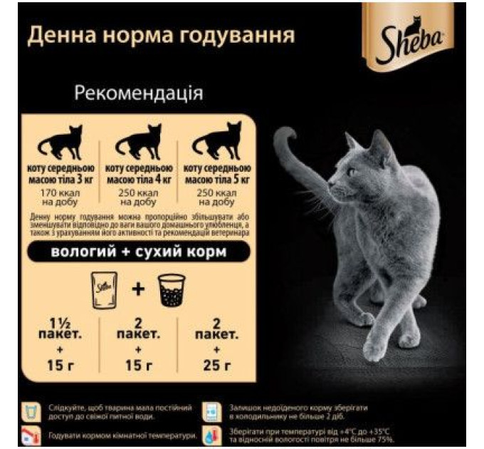 Sheba Вологий корм для кішок Sheba cig POU з лососем у соусі 85 г (4770608257279)