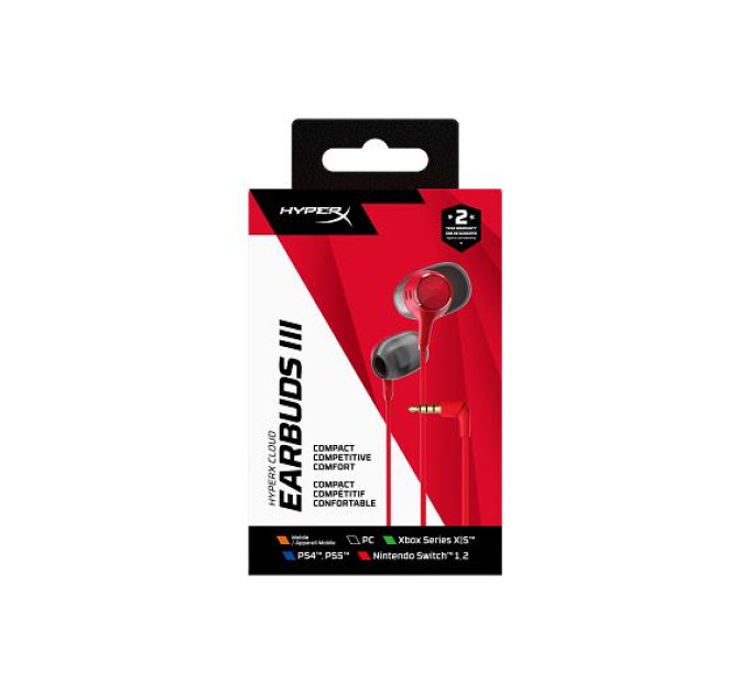HyperX Гарнітура ігрова HyperX Cloud Earbuds III, 3.5мм, червоний