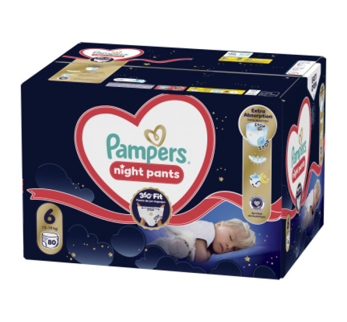 Pampers Підгузки Pampers Night Pants Розмір 6 (13-19 кг) 80 шт (8006530320511)