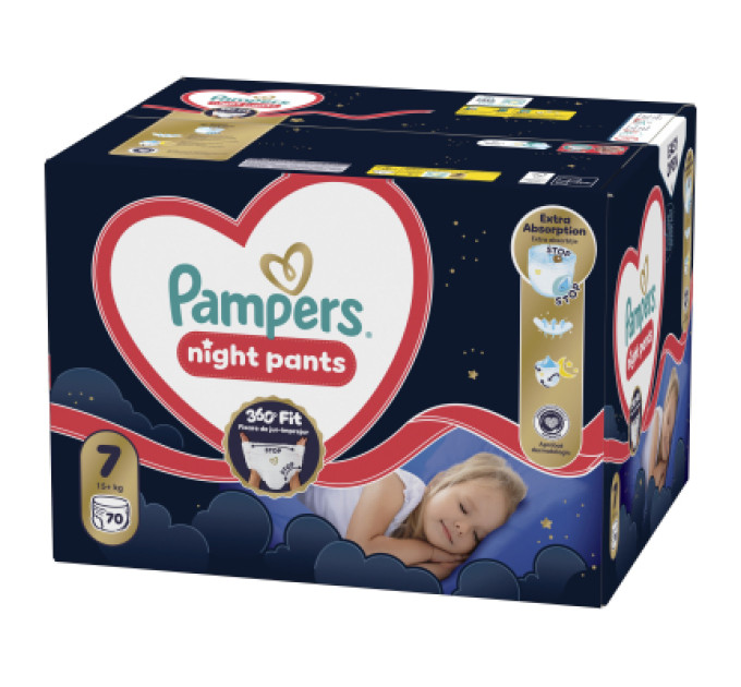 Pampers Підгузки Pampers Night Pants Розмір 7 (15+ кг) 70 шт (8006530320504)