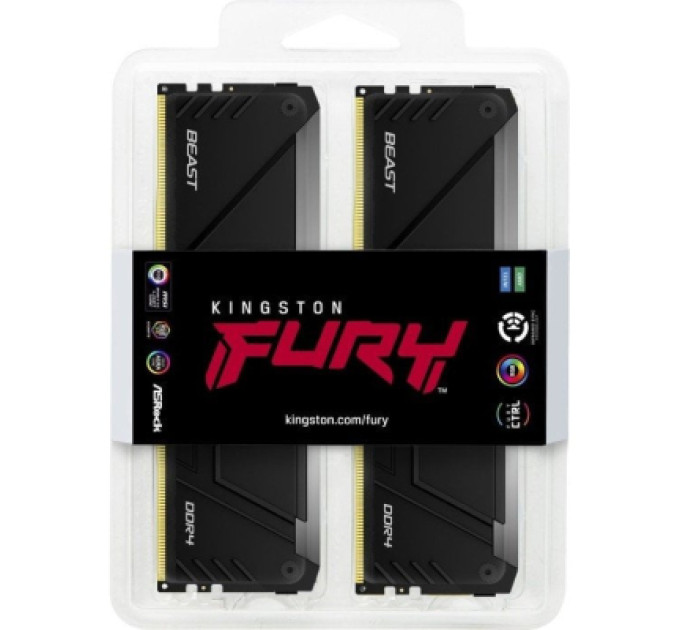 Kingston Fury (ex.HyperX) Модуль пам'яті для комп'ютера DDR4 16GB (2x8GB) 3200 MHz Beast RGB Kingston Fury (ex.HyperX) (KF432C16BB2AK2/16)