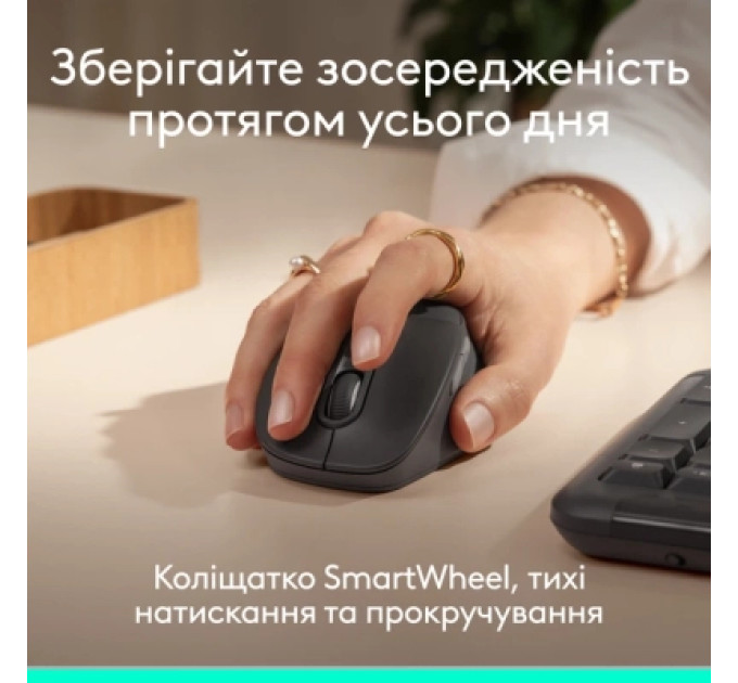 Logitech Мишка Logitech Signature Comfort Plus M850L Wireless/USB-C Graphite (910-007715)