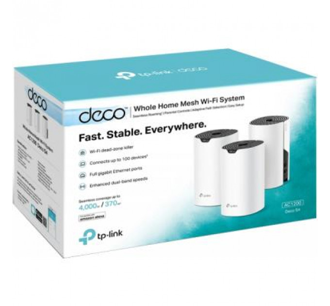 Точка доступу Wi-Fi TP-Link DECO S4 3 pcs AC1200, 2xGE LAN/WAN, MESH (DECO-S4-3-PACK)