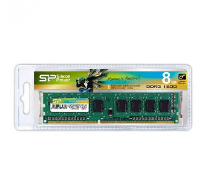 Модуль пам'яті для комп'ютера DDR3 8GB 1600 MHz Silicon Power (SP008GBLTU160N02)