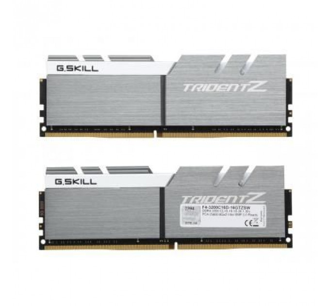 Модуль пам'яті для комп'ютера DDR4 16GB (2x8GB) 3200 MHz Trident Z Silver H/ White G.Skill (F4-3200C16D-16GTZSW)