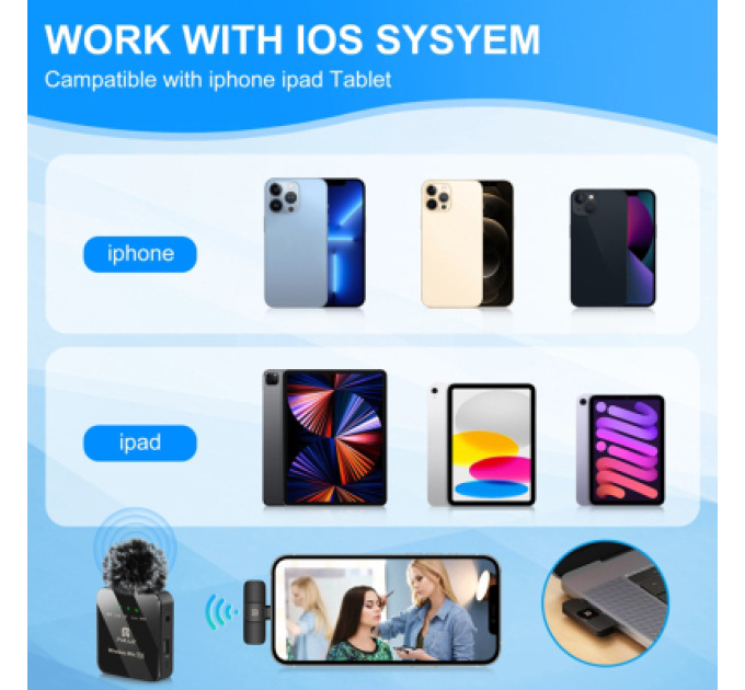 Puluz Мікрофон Puluz для iPhone/iPad 8-контактний приймач Black (PU645B)