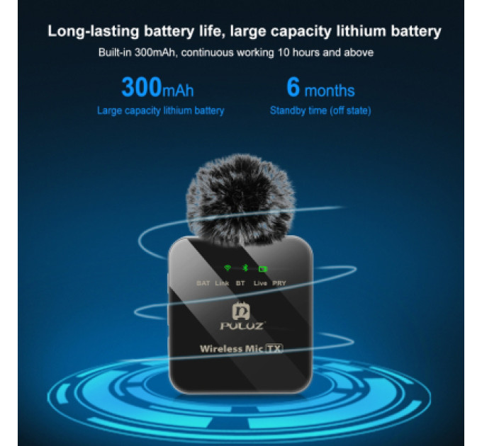 Puluz Мікрофон Puluz для iPhone/iPad 8-контактний приймач Black (PU645B)