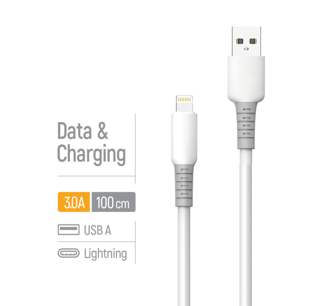 ColorWay Кабель ColorWay USB - Lightning (M/M), liquid silicone, 3А, 1 м, White (CW-CBUL093-WT)