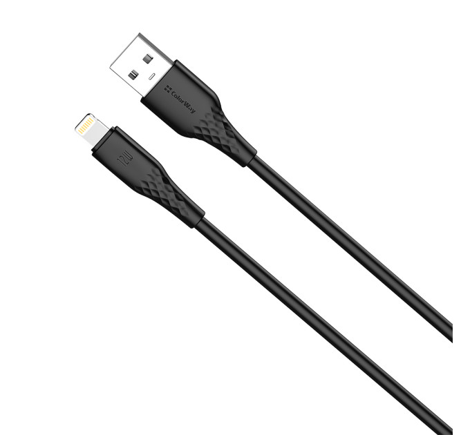 ColorWay Кабель ColorWay USB - Lightning (M/M), textured PVC, 3А, 2 м, Black (CW-CBUL095-BK)