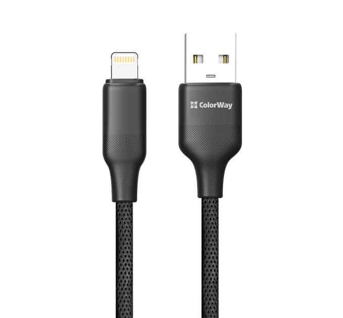 ColorWay Кабель ColorWay USB - Lightning (M/M), TPE embossed, 3А, 2 м, Black (CW-CBUL102-BK)