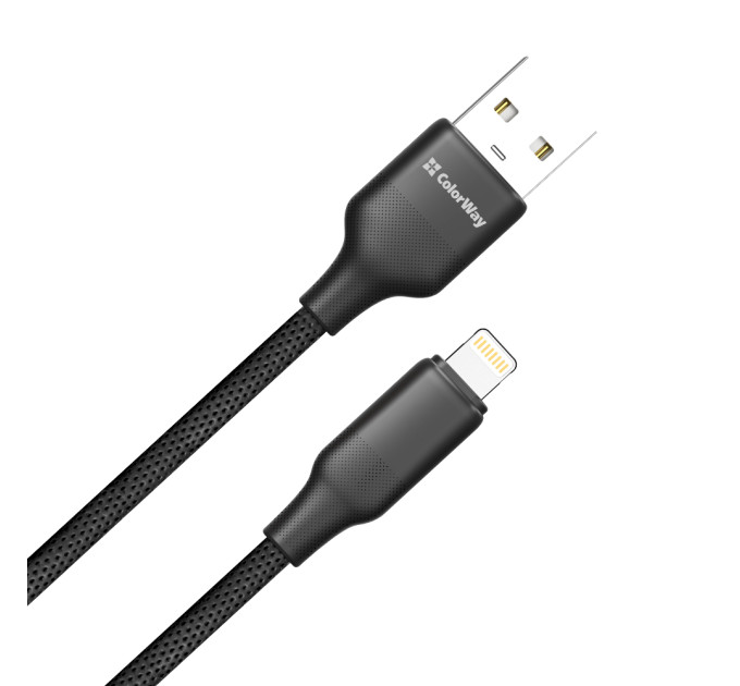 ColorWay Кабель ColorWay USB - Lightning (M/M), TPE embossed, 3А, 2 м, Black (CW-CBUL102-BK)